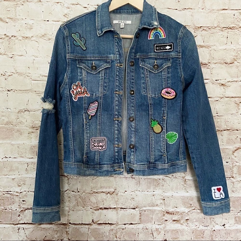 Sneak Peek SP Black patch jean jacket